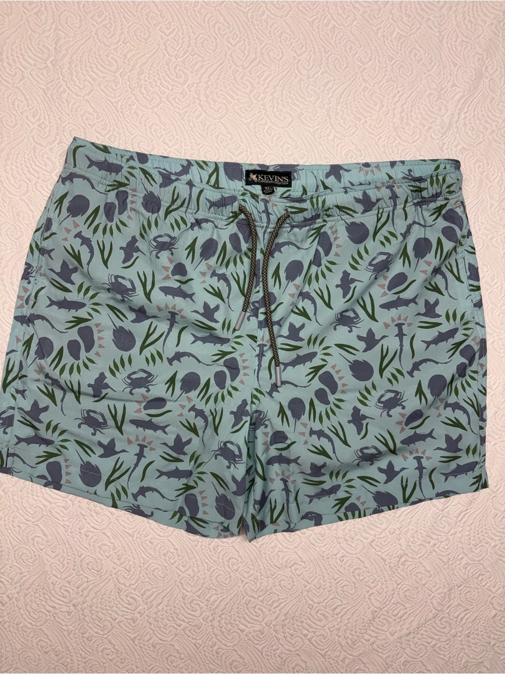 Kevin’s Plantation Collection Light Blue Printed Men’s Swim Trunks